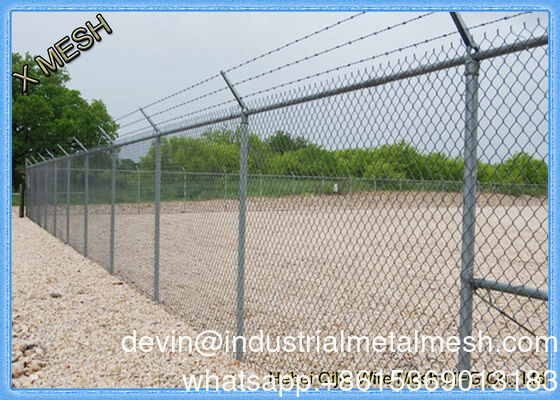 9 Gauge Galvanized Diamond Wire Mesh/PVC Plastic Vinyl Cyclone Chain Link Fence για αυτοκινητόδρομους και σιδηροδρόμους