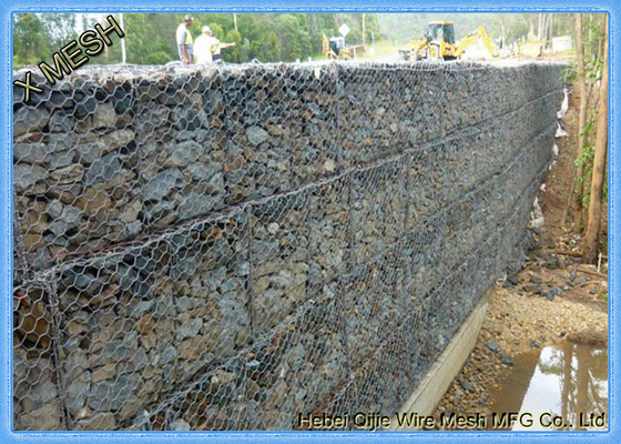 60X80mm, 3mx1mx1m γαλβανισμένο κιβώτιο Gabion καλωδίων/πέτρινο καλάθι Gabion